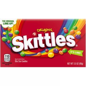 A box of Skittles original flavors