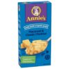 A blue box of Annie's Classic Mac and Cheese